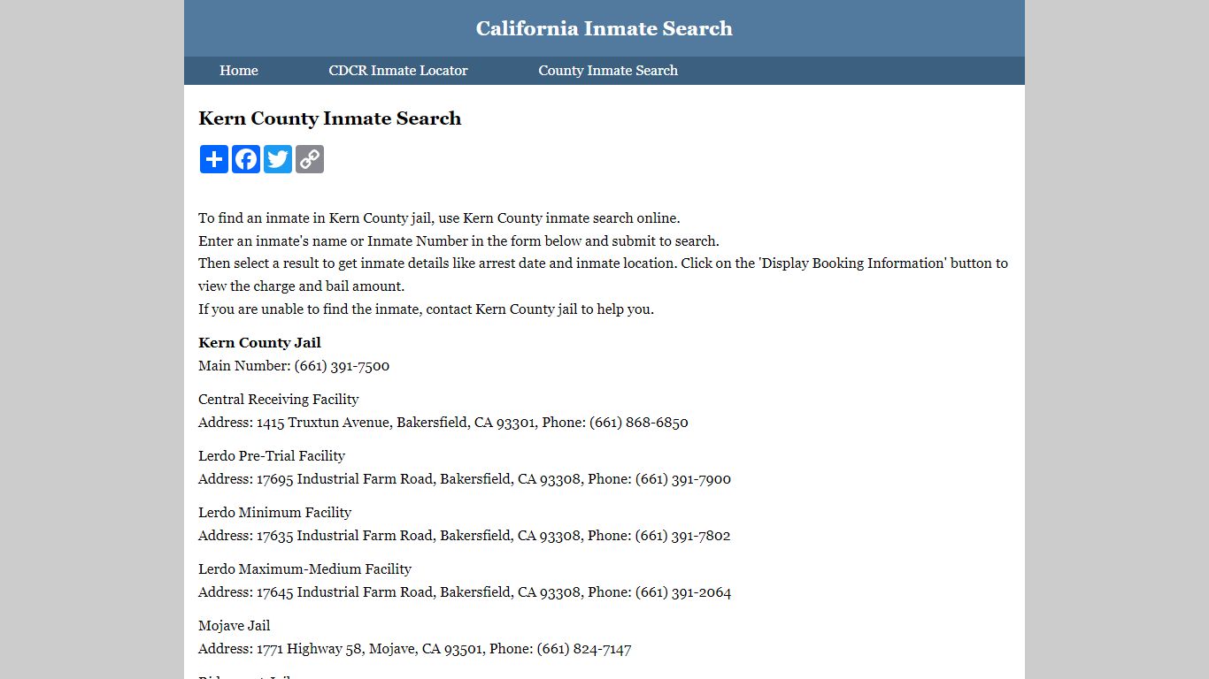 Kern County Inmate Search