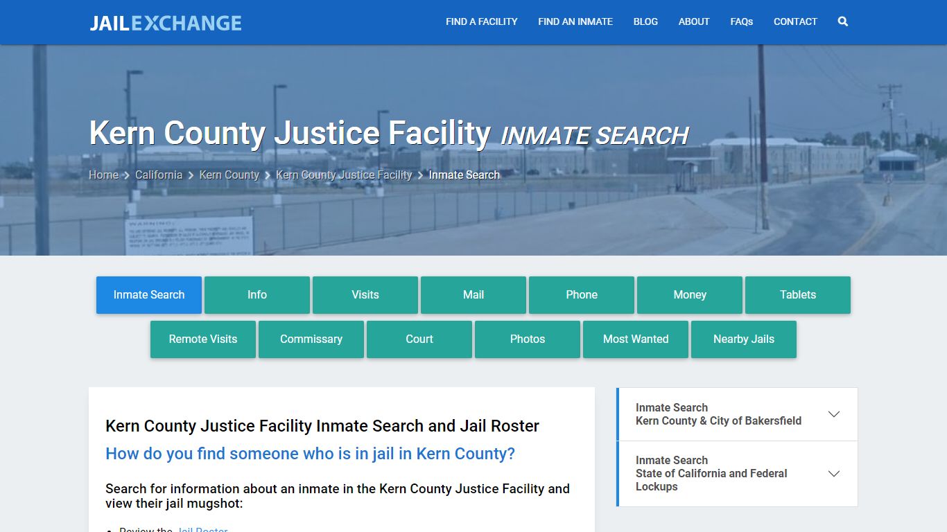 Kern County Justice Facility Inmate Search - Jail Exchange